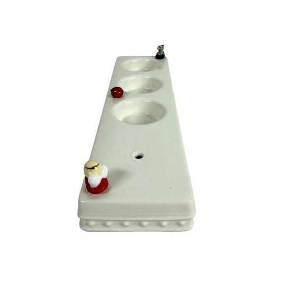 Nora Fleming Pearl Dot White Triple Tea light Votive Candle Holder Retired - Picture 4 of 7